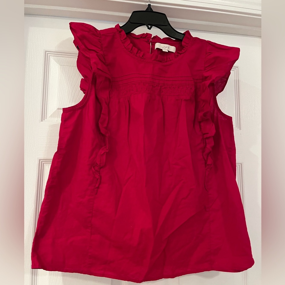 Red Ruffle Sleeve Top - Picture 4 of 4